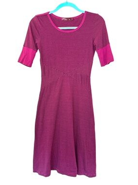 PRANA Gina Fitted Midi Dress - Magenta / Boysenberry & Black -size XS